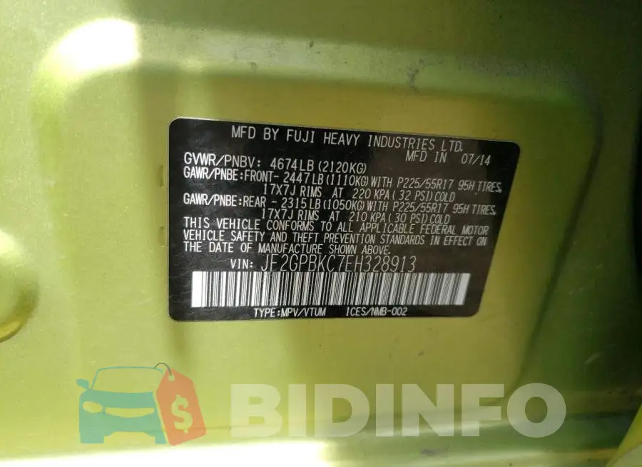 JF2GPBKC7EH328913 Photo# 13