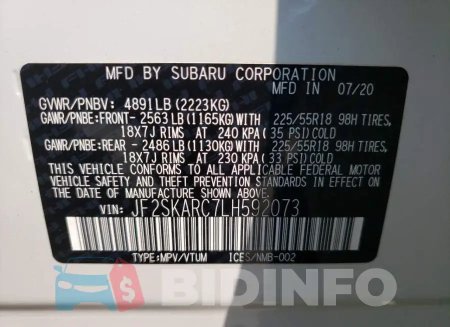 JF2SKARC7LH592073 Photo# 12
