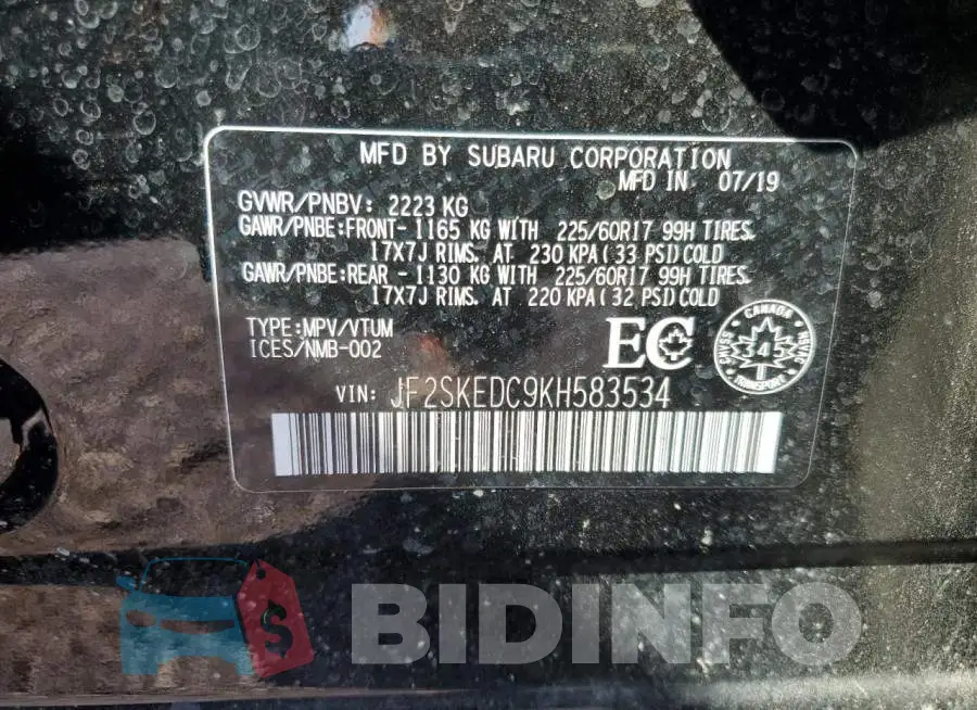 JF2SKEDC9KH583534 Photo# 13