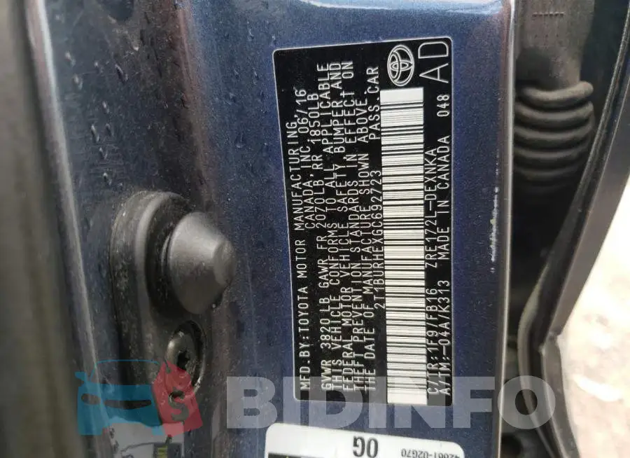 2T1BURHEXGC692723 Photo# 12