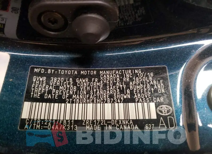 2T1BURHEXHC787347 Photo# 12
