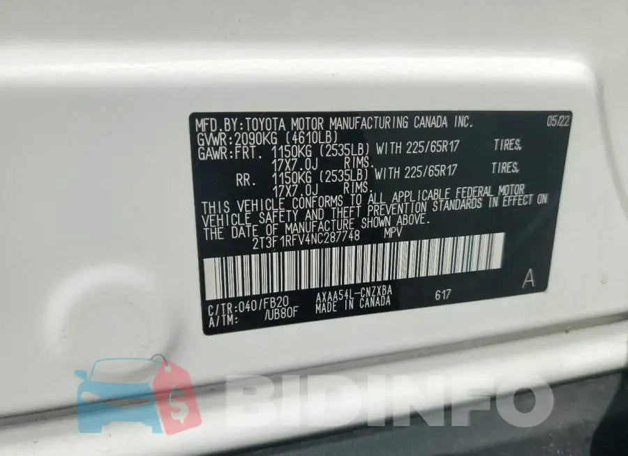 2T3F1RFV4NC287748 Photo# 13