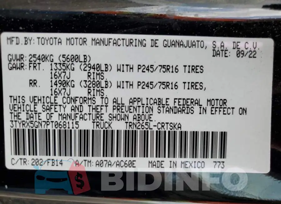 3TYRX5GN7PT068115 Photo# 12