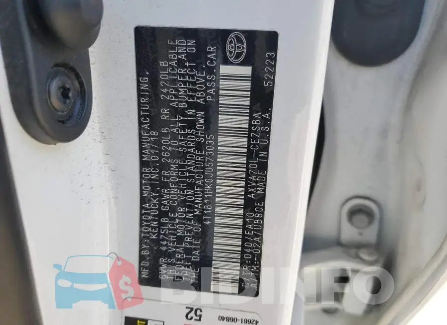 4T1B11HK0JU573035 Photo# 12