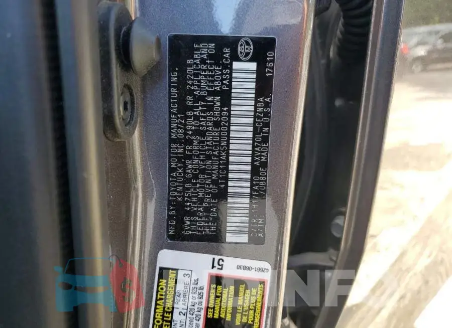 4T1C11AK5NU002094 Photo# 12