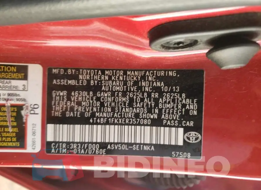 4T4BF1FKXER357080 Photo# 13