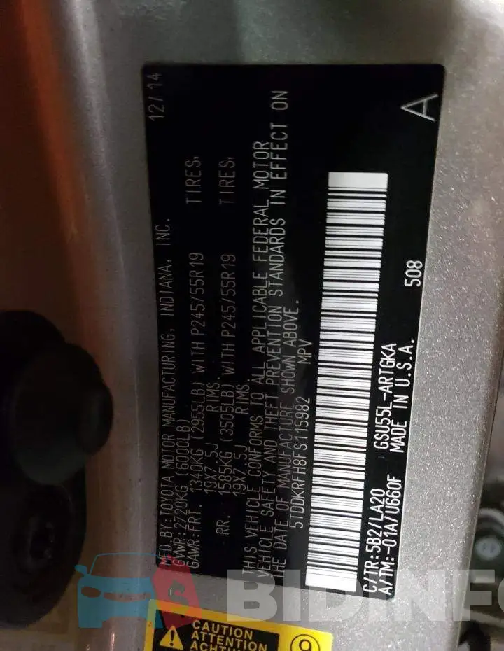 5TDDKRFH8FS115982 Photo# 14