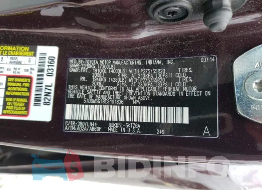5TDDW5G18ES101836 Photo# 13