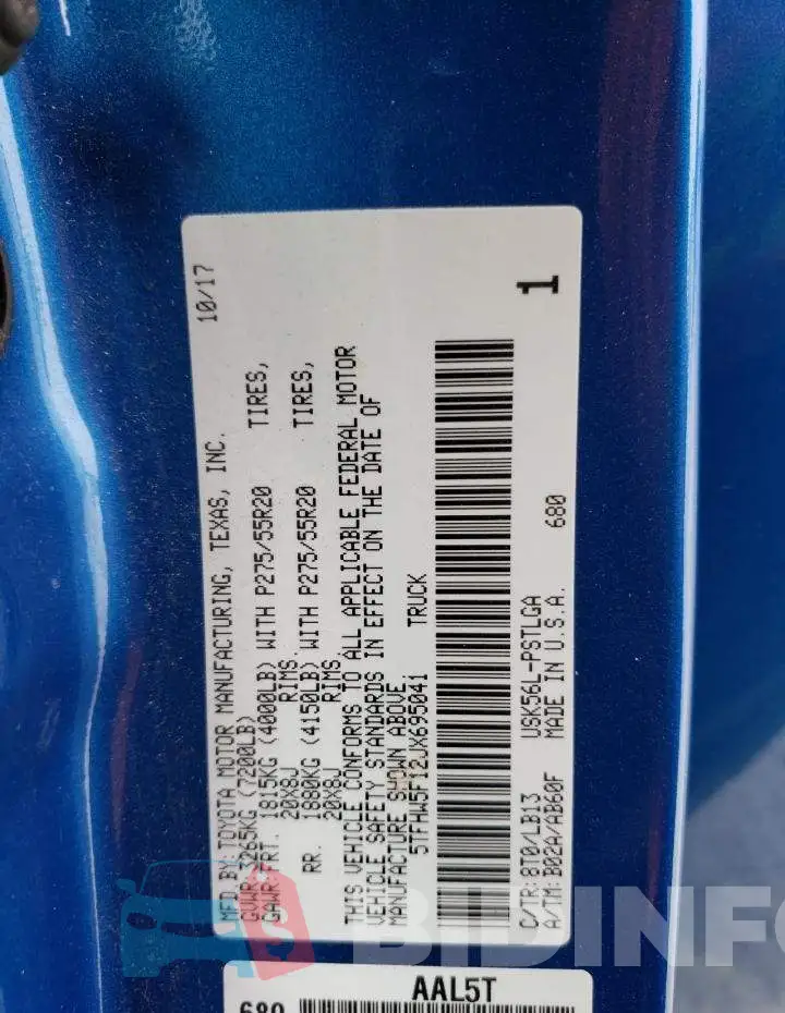 5TFHW5F12JX695041 Photo# 12