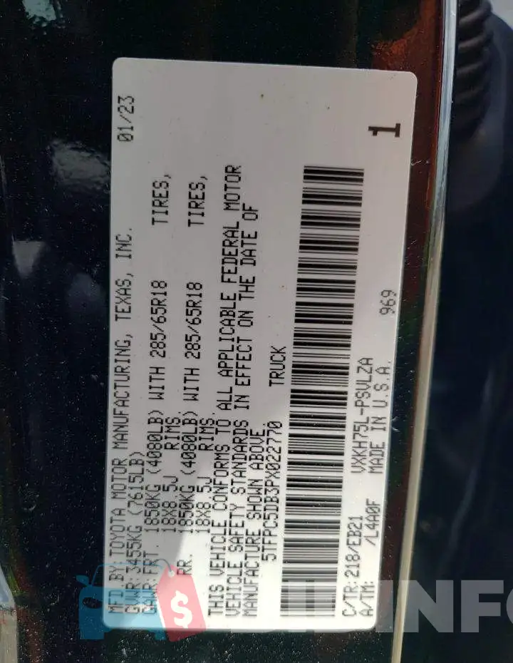 5TFPC5DB3PX022770 Photo# 12