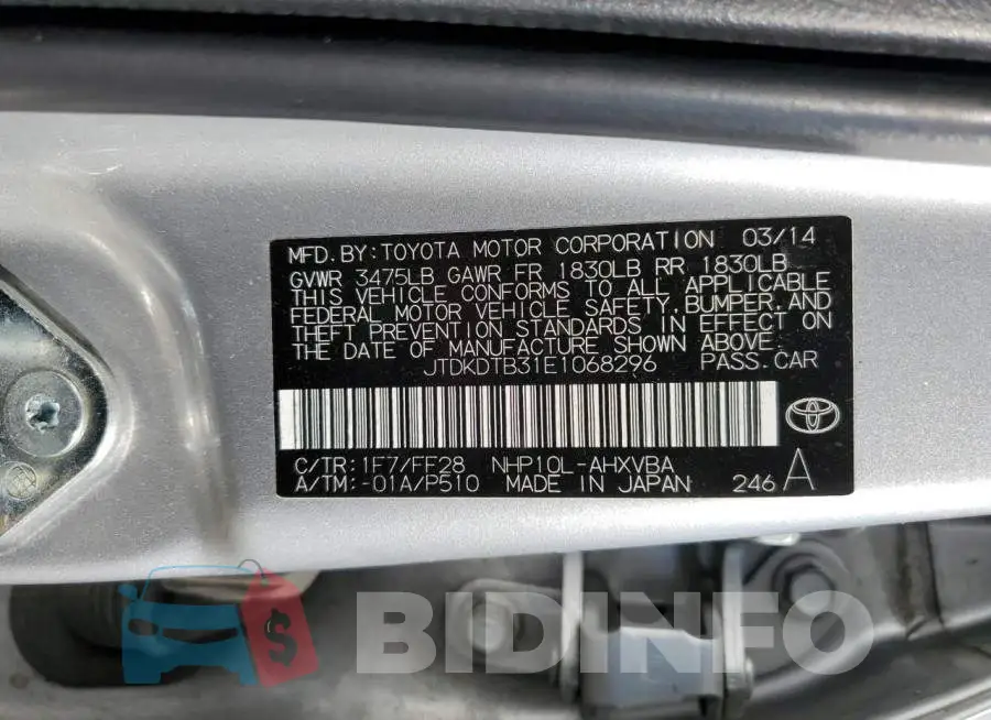JTDKDTB31E1068296 Photo# 12