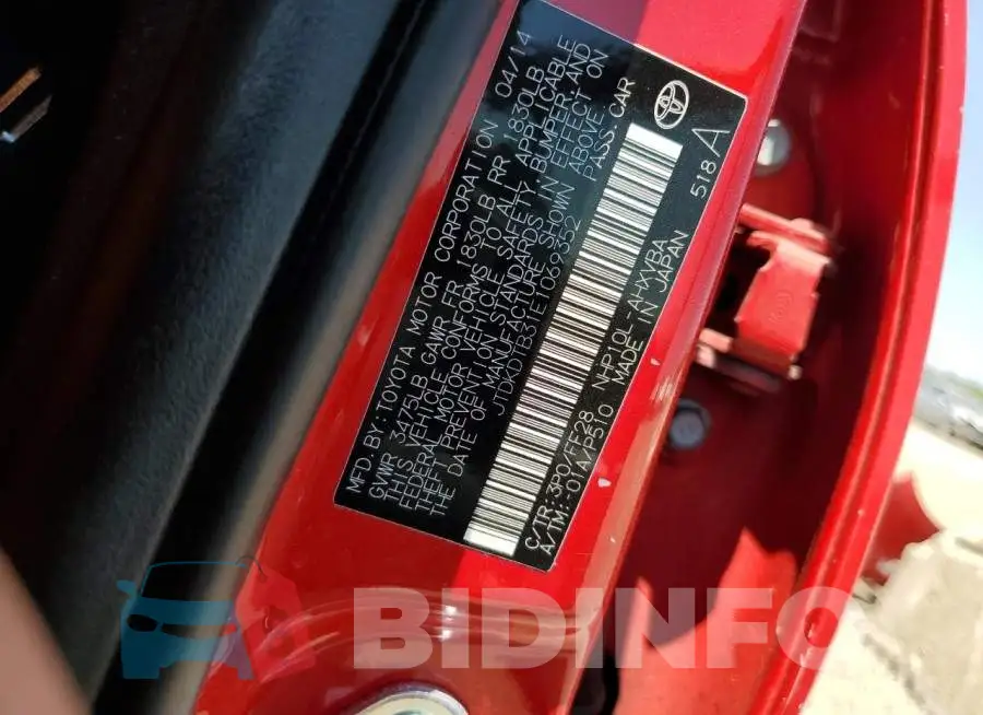 JTDKDTB31E1069352 Photo# 12