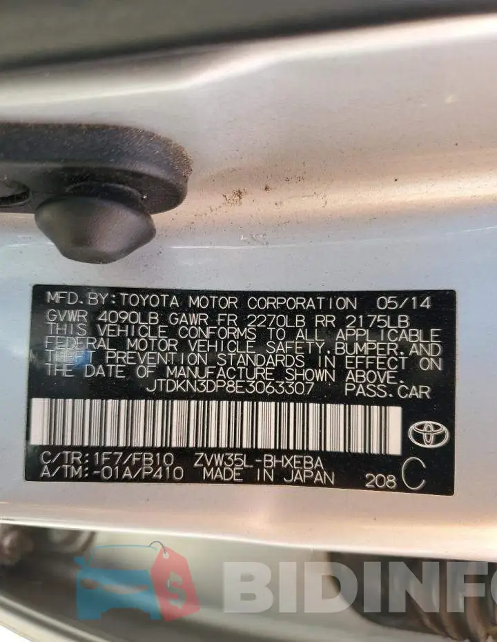 JTDKN3DP8E3063307 Photo# 12