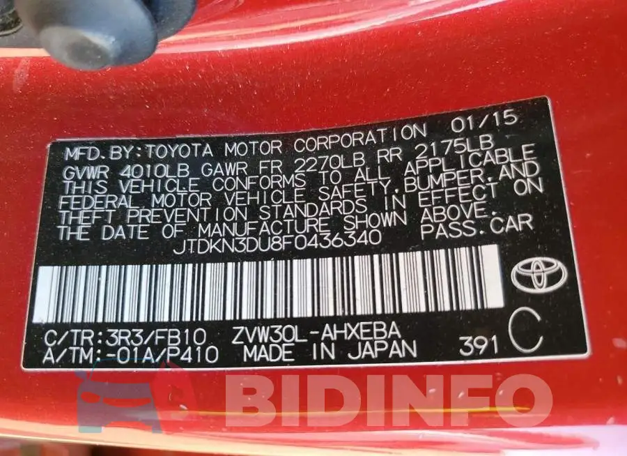 JTDKN3DU8F0436340 Photo# 12