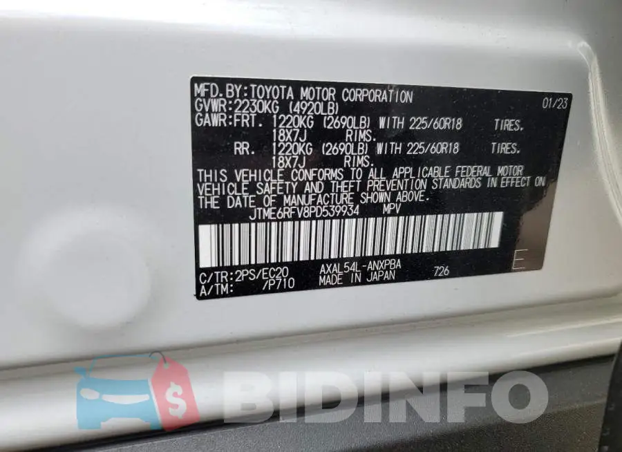 JTME6RFV8PD539934 Photo# 14