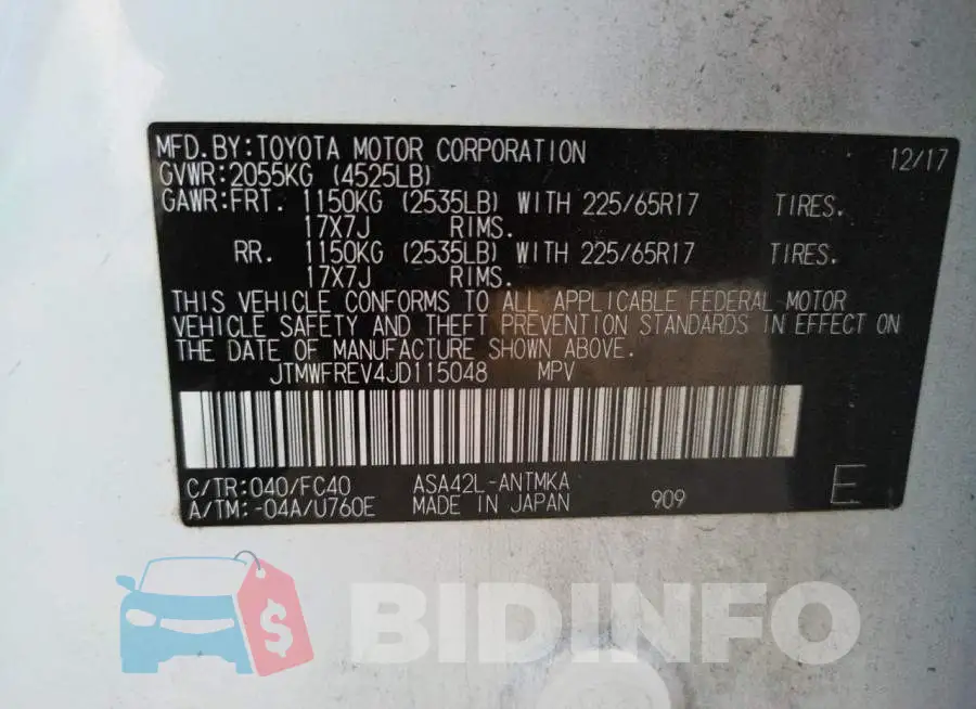 JTMWFREV4JD115048 Photo# 12
