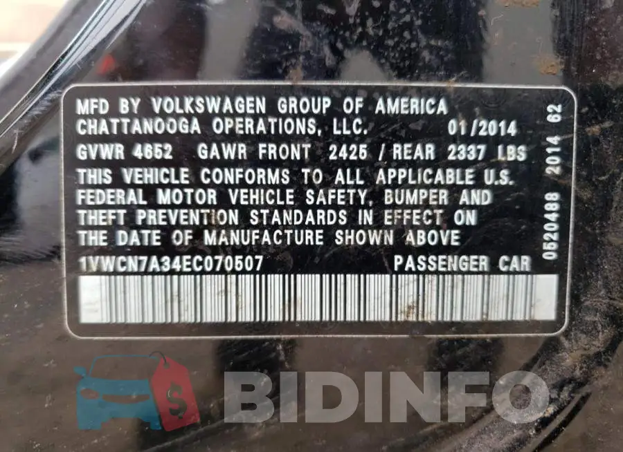 1VWCN7A34EC070507 Photo# 12
