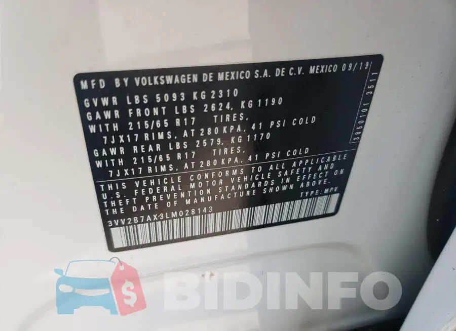 3VV2B7AX3LM028143 Photo# 13
