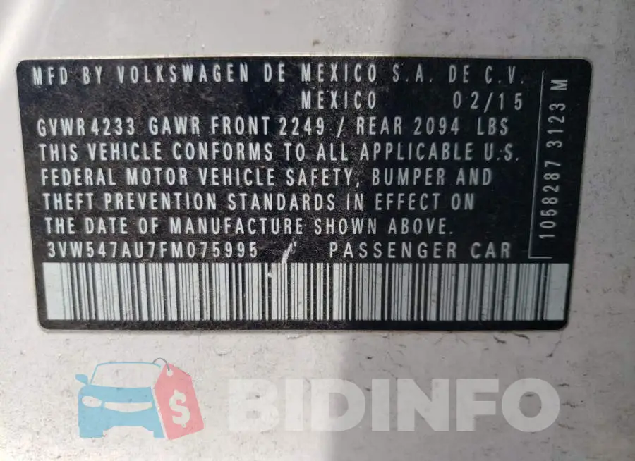 3VW547AU7FM075995 Photo# 12