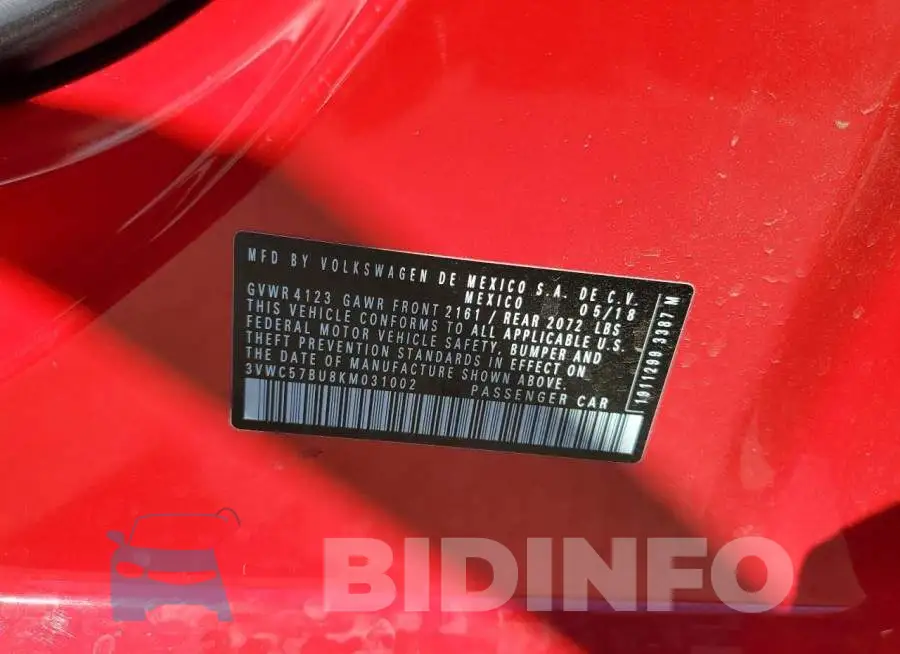 3VWC57BU8KM031002 Photo# 12