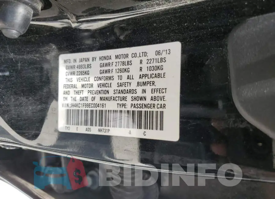 JH4KC1F99EC004161 Photo# 13