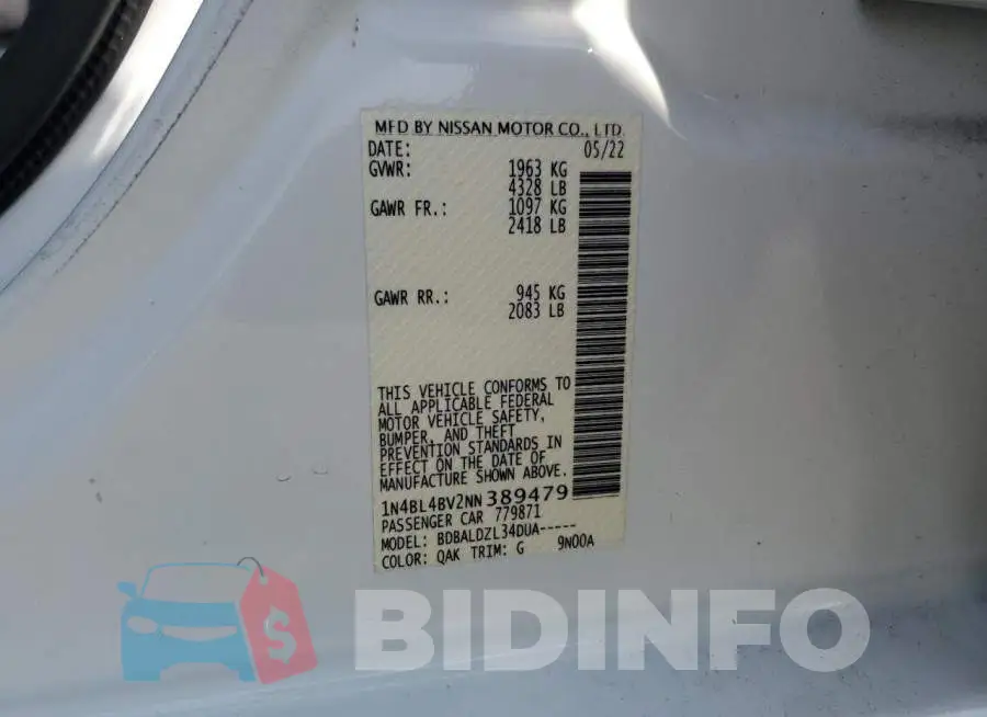 1N4BL4BV2NN389479 Photo# 12