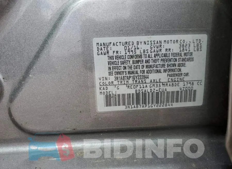 3N1AB7AP1GY222844 Photo# 12