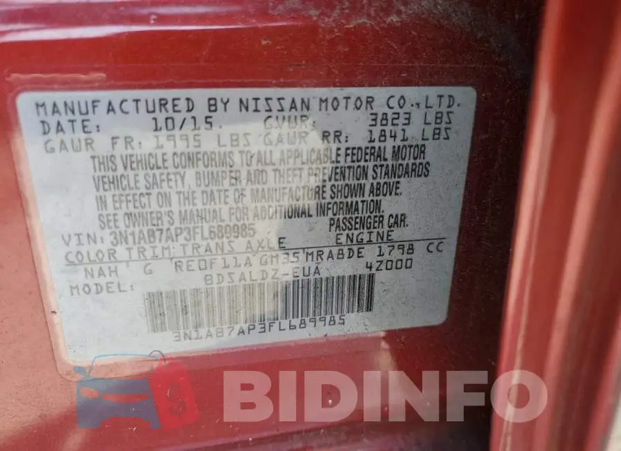 3N1AB7AP3FL689985 Photo# 12
