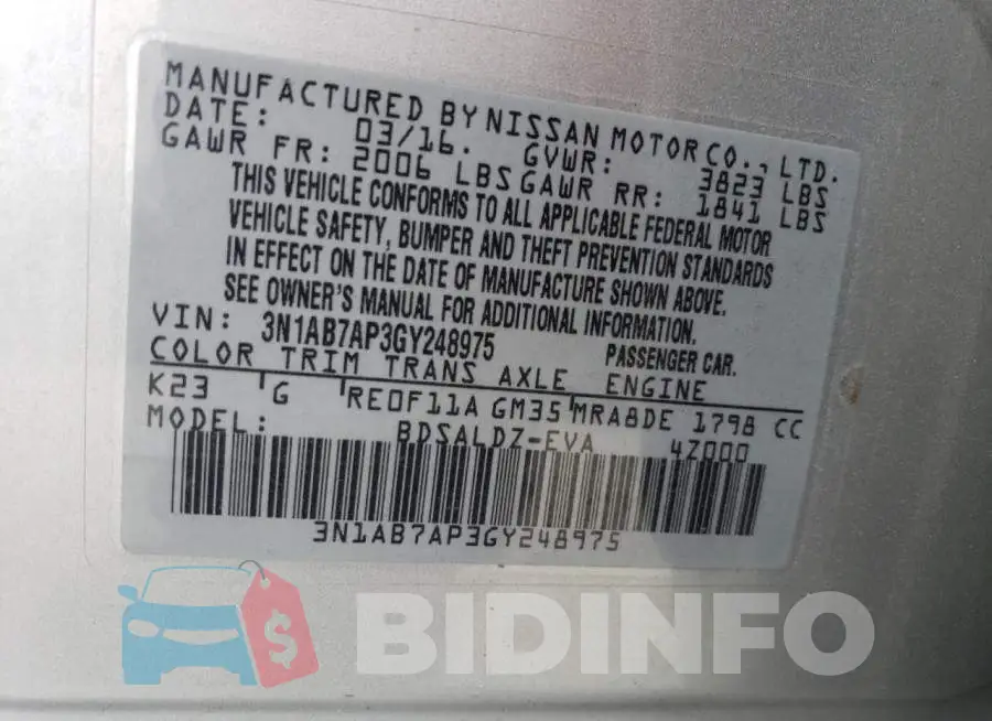 3N1AB7AP3GY248975 Photo# 12