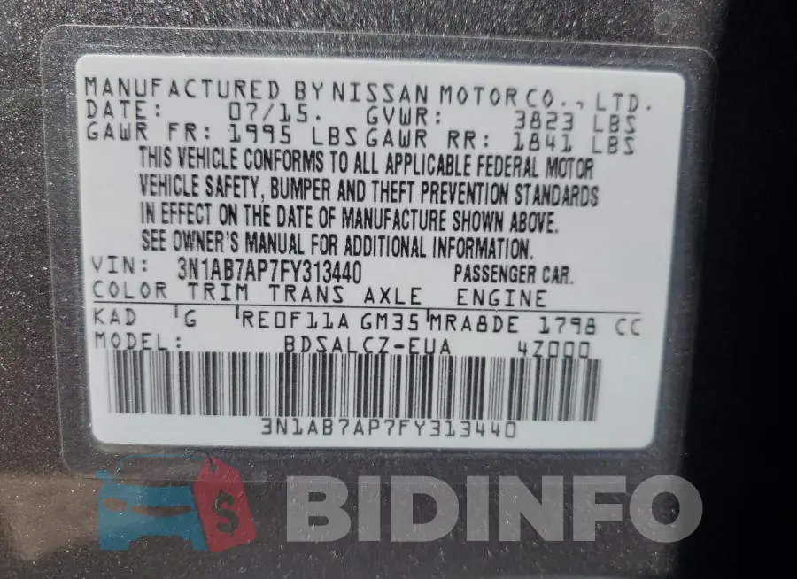 3N1AB7AP7FY313440 Photo# 12