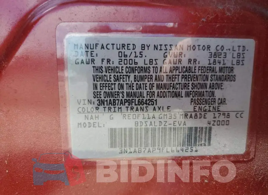 3N1AB7AP9FL664251 Photo# 12