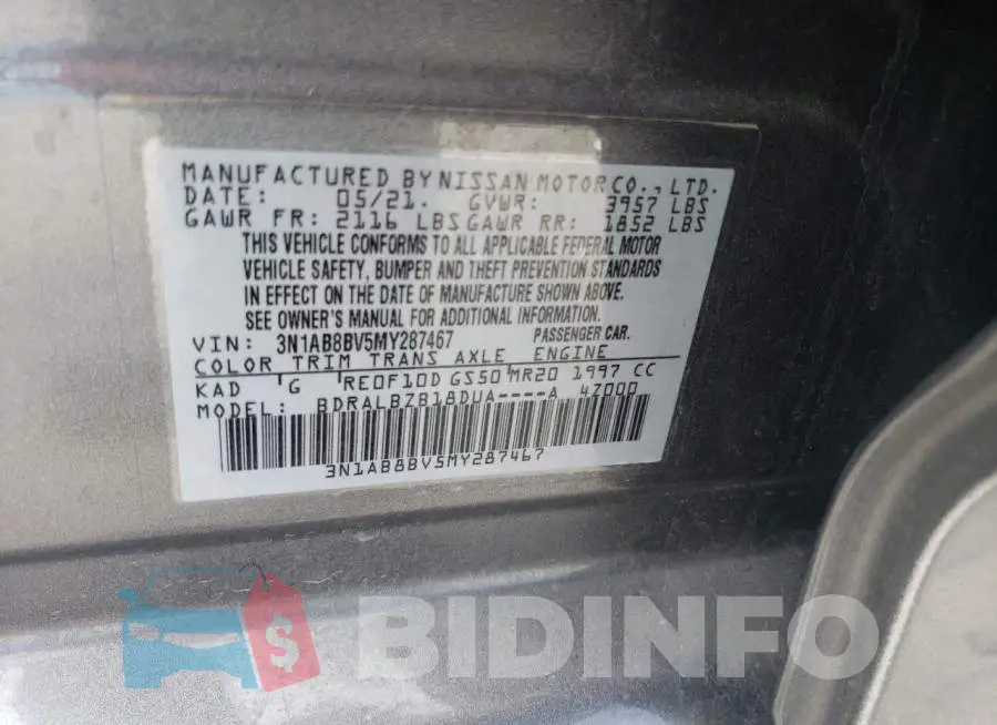3N1AB8BV5MY287467 Photo# 12