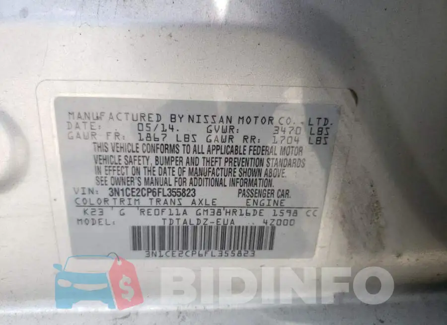 3N1CE2CP6FL355823 Photo# 12