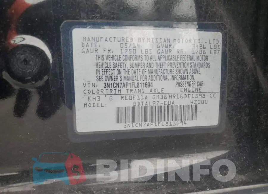 3N1CN7AP1FL811694 Photo# 12