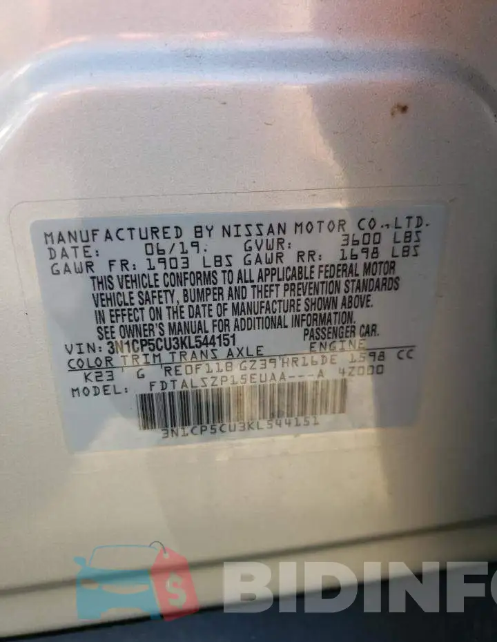 3N1CP5CU3KL544151 Photo# 12