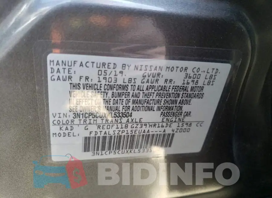 3N1CP5CUXKL533504 Photo# 14