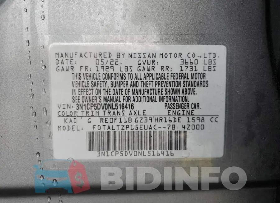 3N1CP5DV0NL516416 Photo# 13