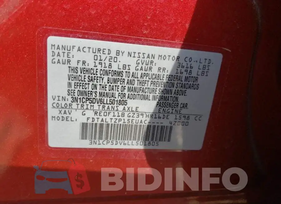 3N1CP5DV6LL501805 Photo# 13