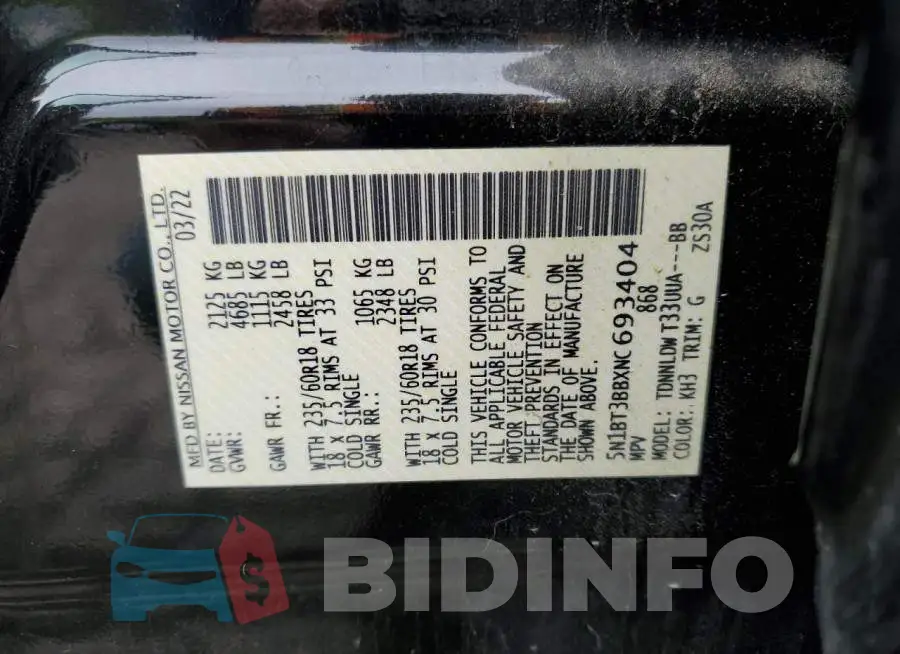 5N1BT3BBXNC693404 Photo# 12