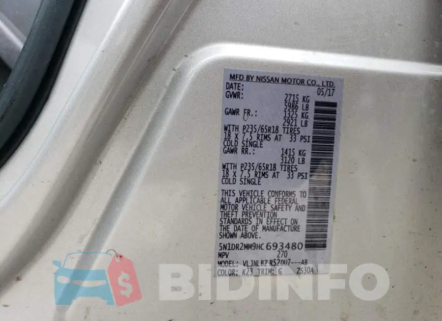 5N1DR2MM9HC693480 Photo# 13