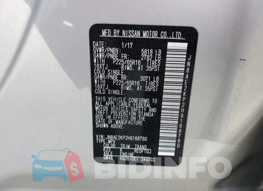 JN8AE2KP2H9168780 Photo# 13