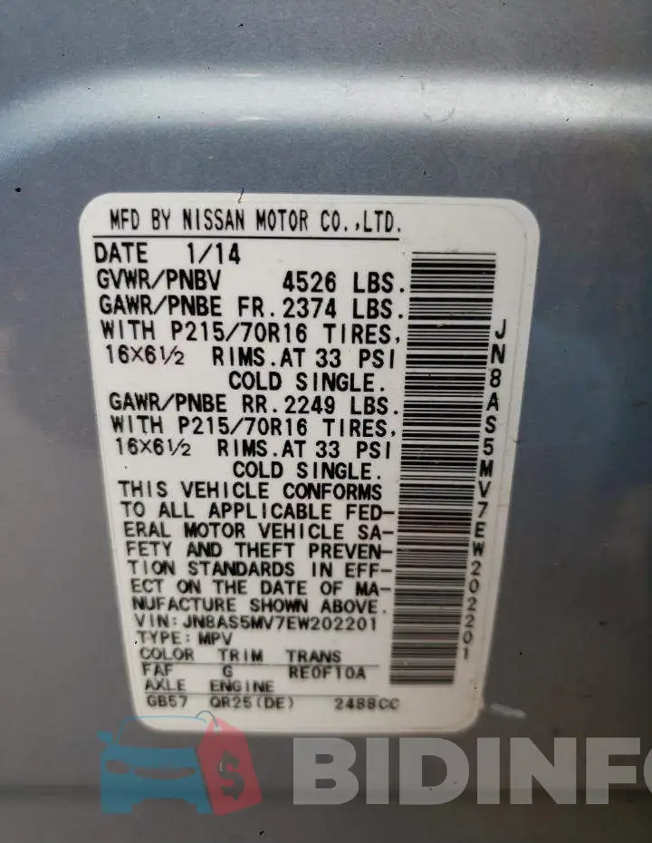 JN8AS5MV7EW202201 Photo# 12