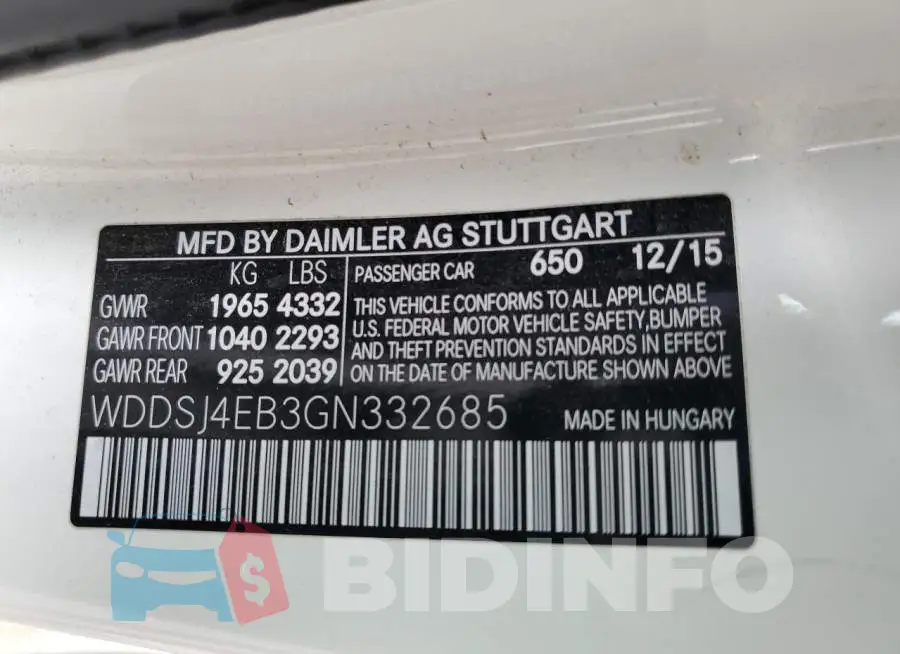 WDDSJ4EB3GN332685 Photo# 13