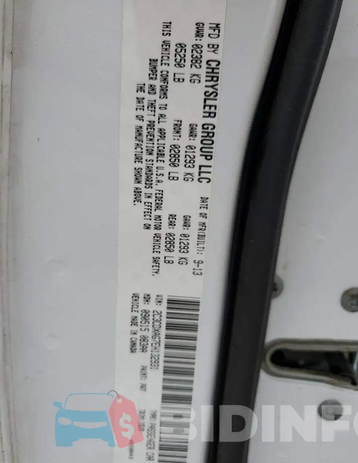 2C3CDXAG7EH132931 Photo# 12