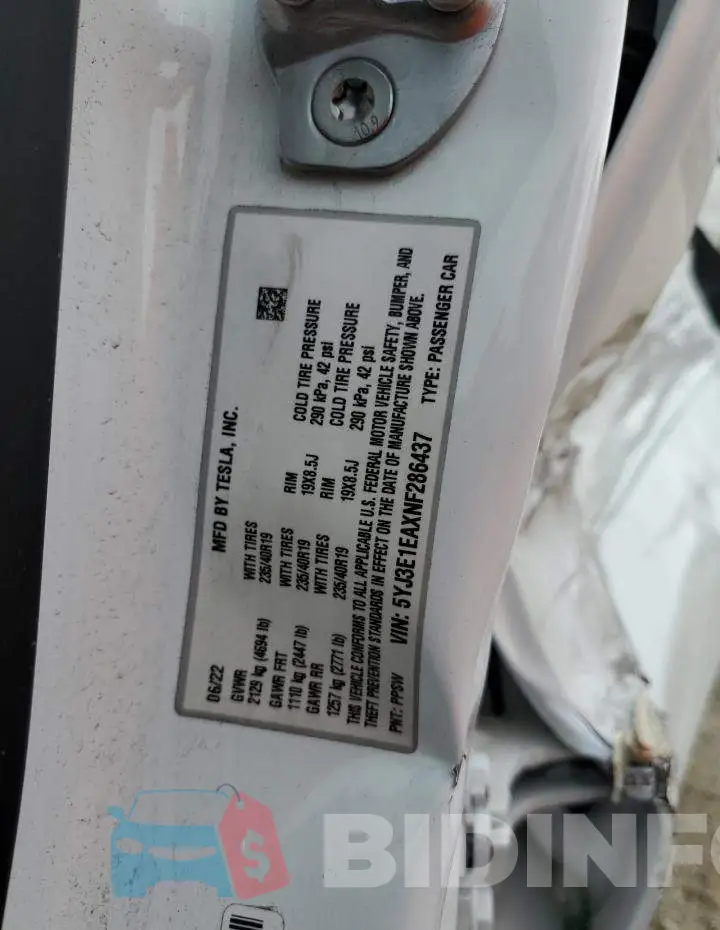 5YJ3E1EAXNF286437 Photo# 12