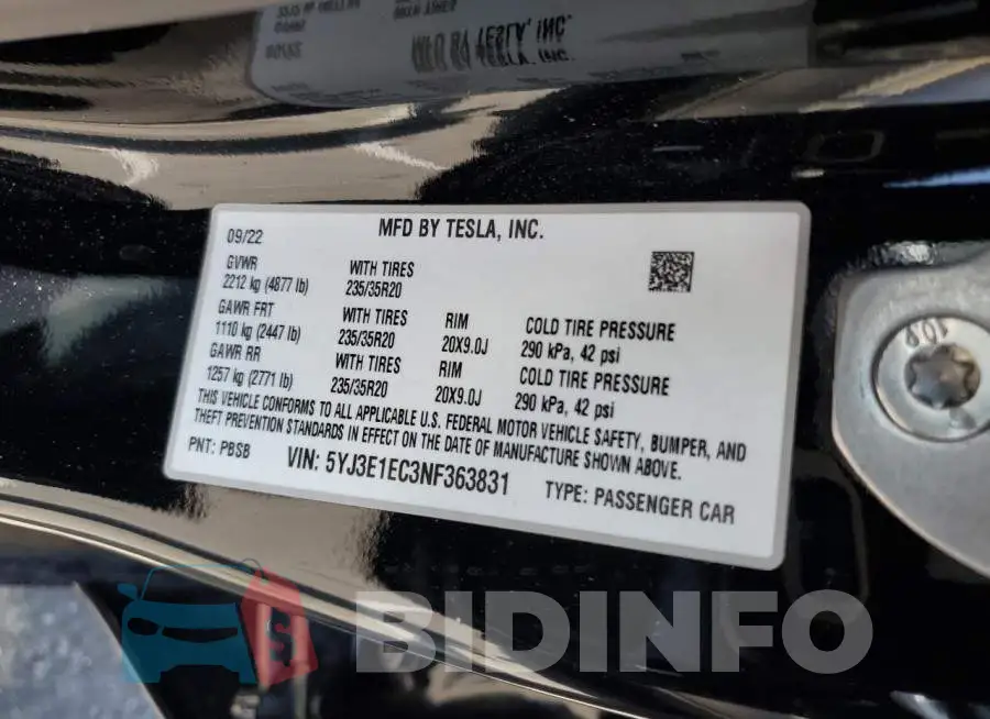 5YJ3E1EC3NF363831 Photo# 12