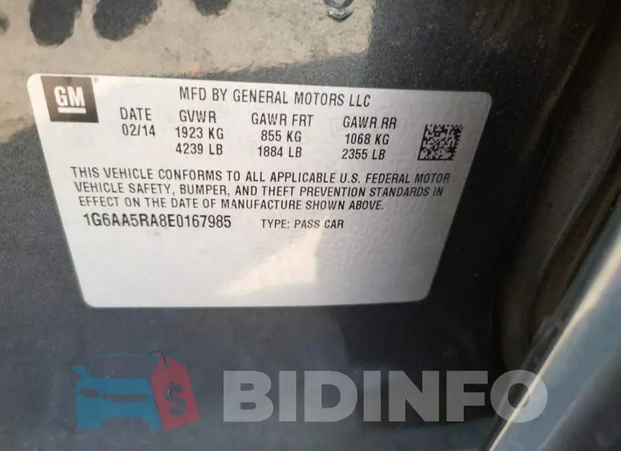 1G6AA5RA8E0167985 Photo# 12