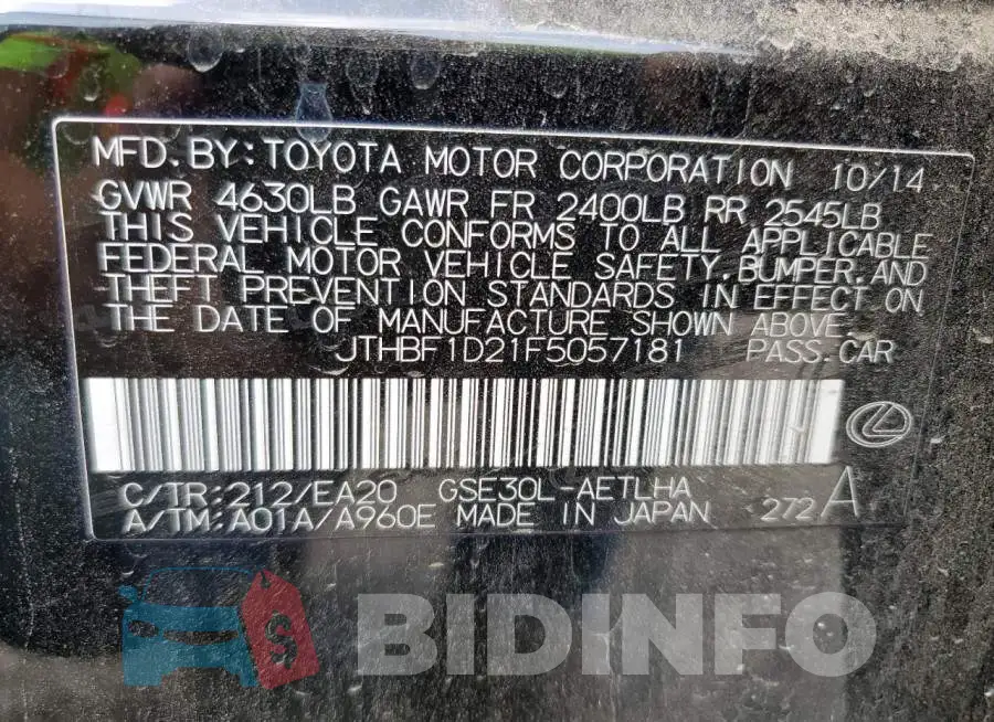 JTHBF1D21F5057181 Photo# 13