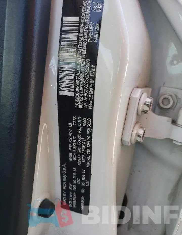 ZFBCFXCT2GP492903 Photo# 13