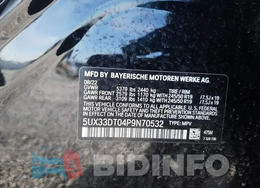 5UX33DT04P9N70532 Photo# 13